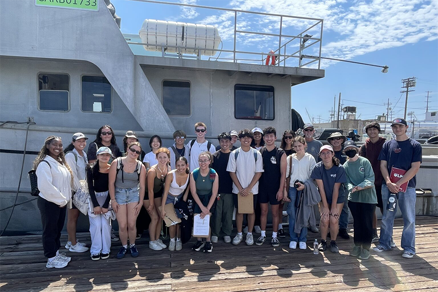 LMU environmental science students before boat trip